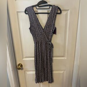 Lascana Elegant Navy and Light Pink Patterned Wrap Dress